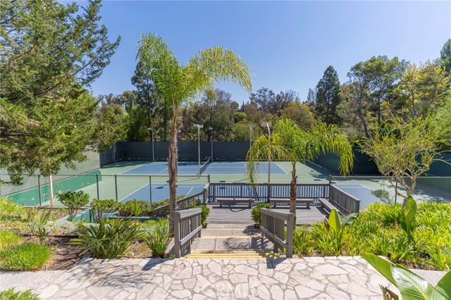The Estates tennis courts from the view of the Clubhouse steps.