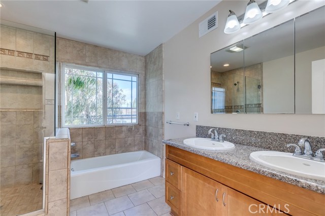 En-Suite master bath with walk-in shower and double sinks