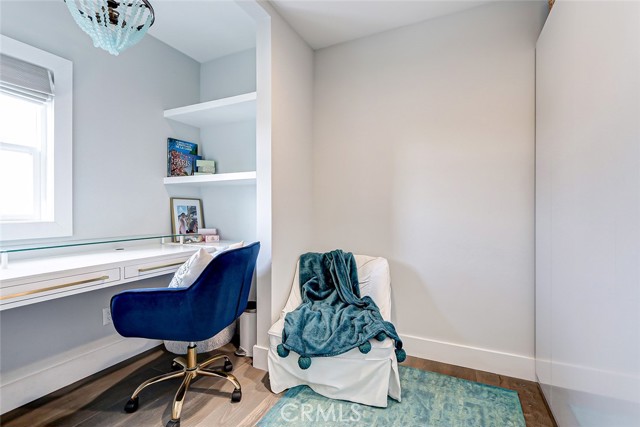 Previously an oversized closet this charming office nook encourages creativity.