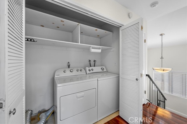 Laundry in closet on same level as both bedrooms.