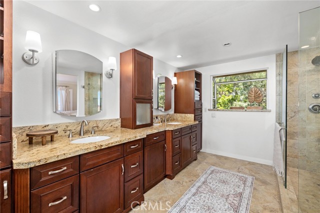 The master suite's spa-like bath with an oversized shower.