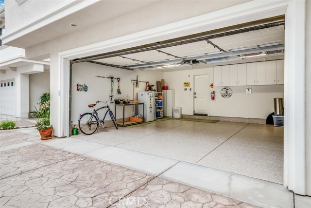 2 car side by side garage with new epoxy coating