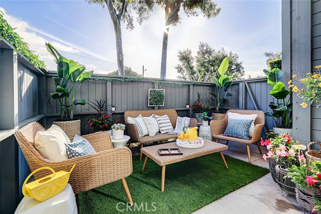 Spacious & private patio directly off the living room.  Lots of sun!!