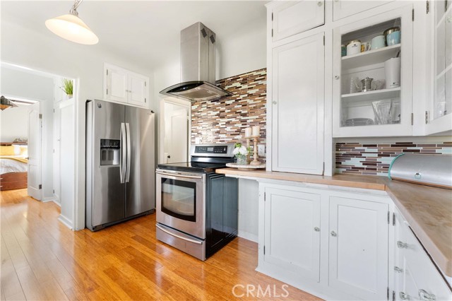 Kitchen with stainless appliances.