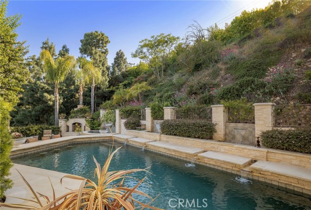 Pool with Jacuzzi and Wood Burning Fireplace in sight