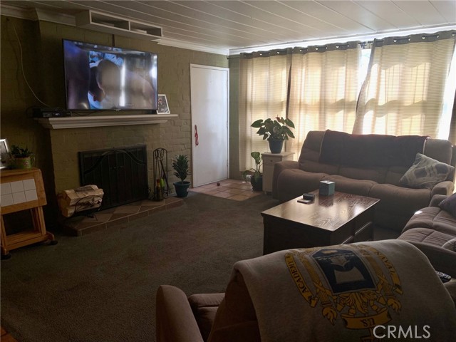 Guest home living room with fireplace