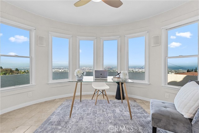 Bedroom #2 is highlighted by the stunning views from the large circular bedroom with commanding views of Southern California.