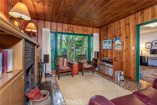 Custom tile flooring accentuates the family room!