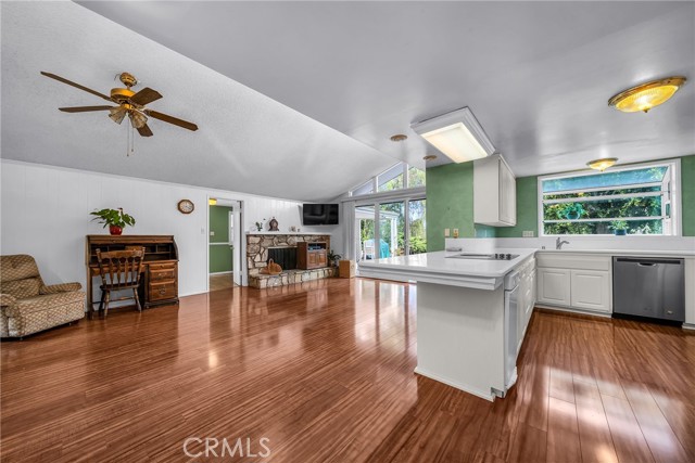 Kitchen open to family room.