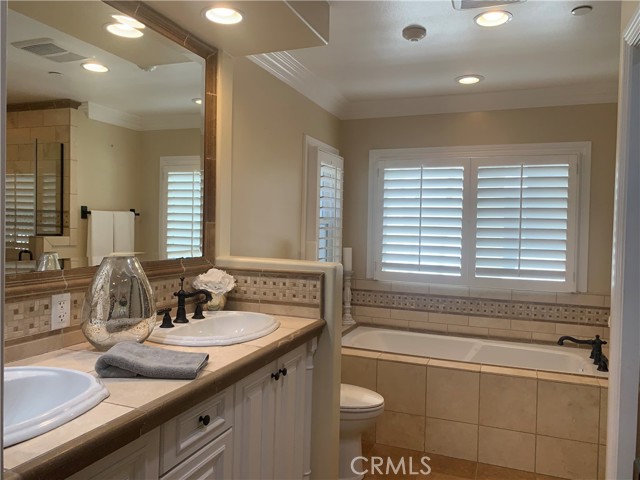 Double Sink Vanity and Spa Tub