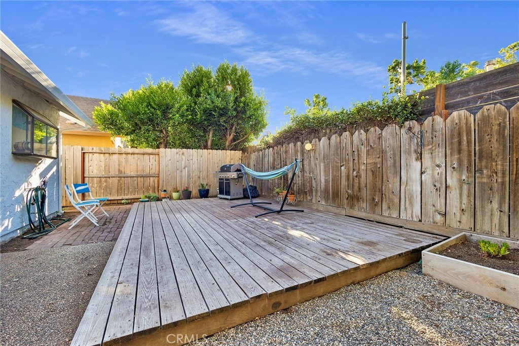 Backyard with deck.
