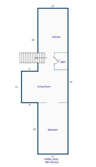 Upstairs attic unit floorplan.