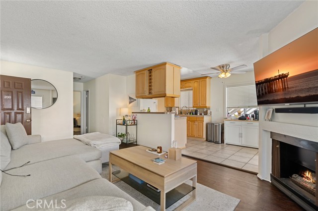 Unit 200 - Living room & kitchen, taken from entry.