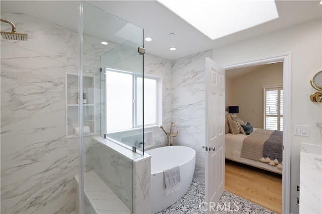 Separate soaker tub and shower