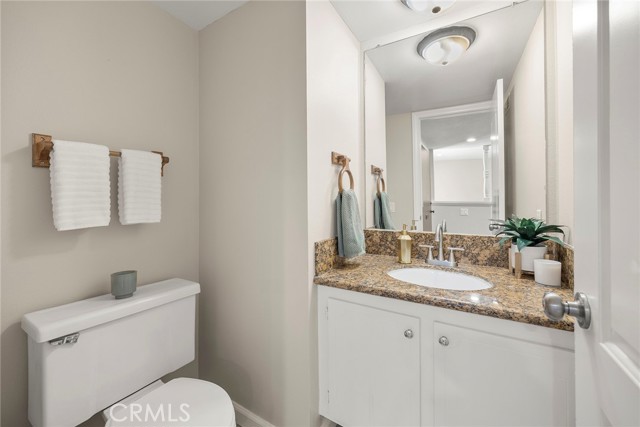 A powder room is on the main level is convenient for guests.