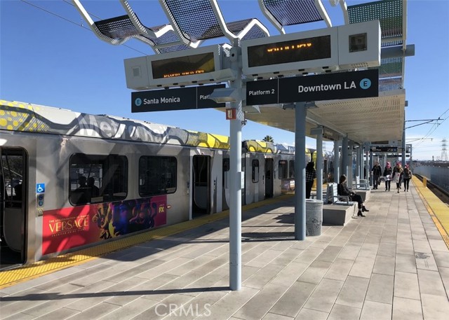 1 mile from the Expo Train line. Takes you to Santa Monica or Downtown LA