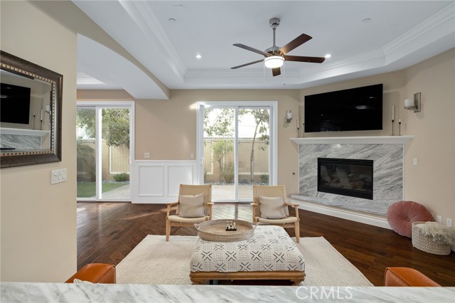 living room opens to backyard