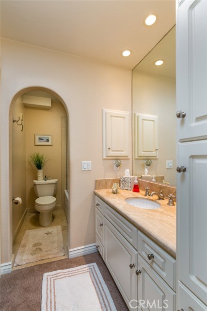 Guest Bath with Marble Vanity and Kohler Fixtures