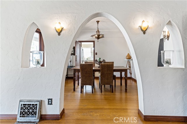 Archway leads into the dining room.