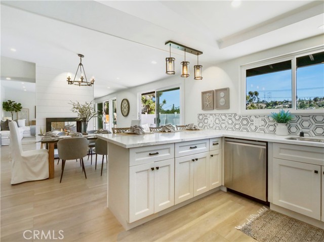 kitchen to open dining room