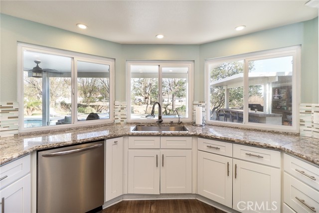 kitchen with view to backyard