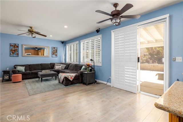 Eating area off kitchen with slider to backyard.