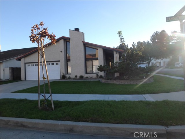 Front of home on corner lot.