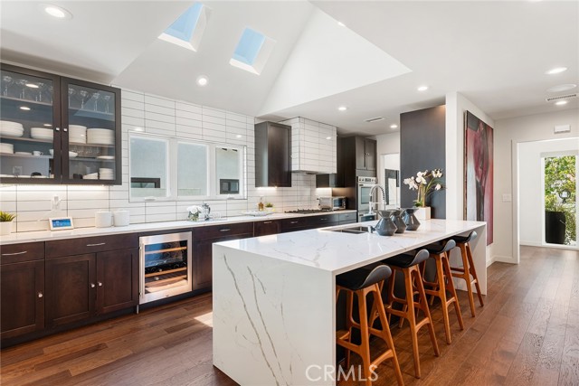 skylights, vaulted ceiling and gorgeous kitchen.