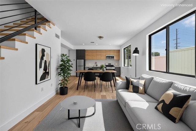 ADU Living Room and Kitchen - virtually staged