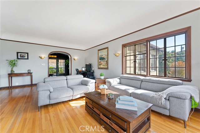 Living room with hardwood floors.