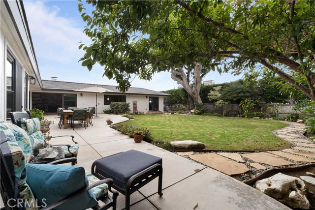 Expansive Backyard and Patio with fruit trees.