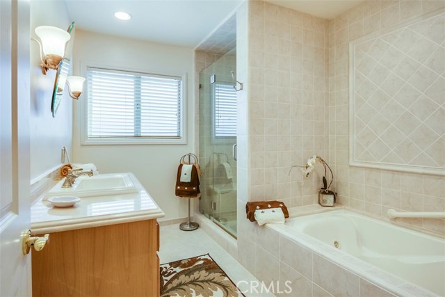 Hall Bath with shower and jacuzzi tub