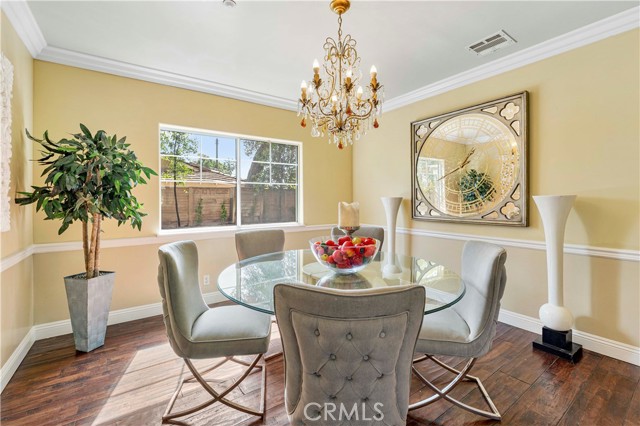 Dining room with back yard view