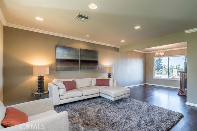 Living room opens to dining area