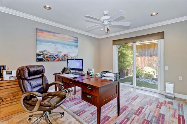 Office View of Zen Garden Area through Siding Glass Door