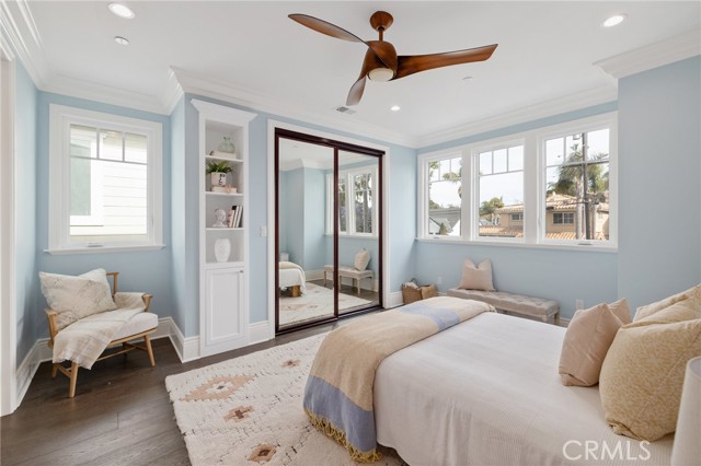 Bedroom with Beautiful Casement Windows and Built-ins