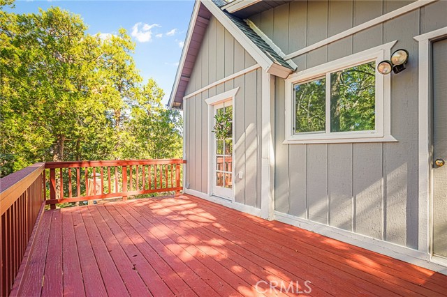Back deck with main entry.