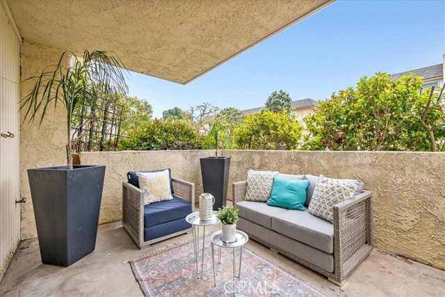 large sunny patio off living room