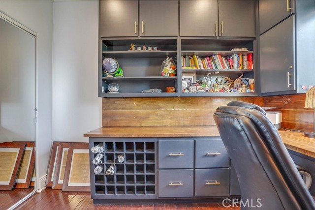 Bedroom converted to office with large closet