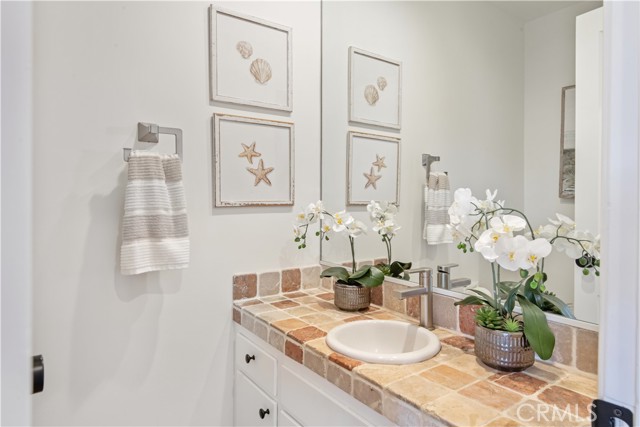 Powder room with new faucet