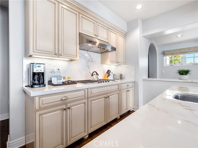 The clean lines of the just updated kitchen.