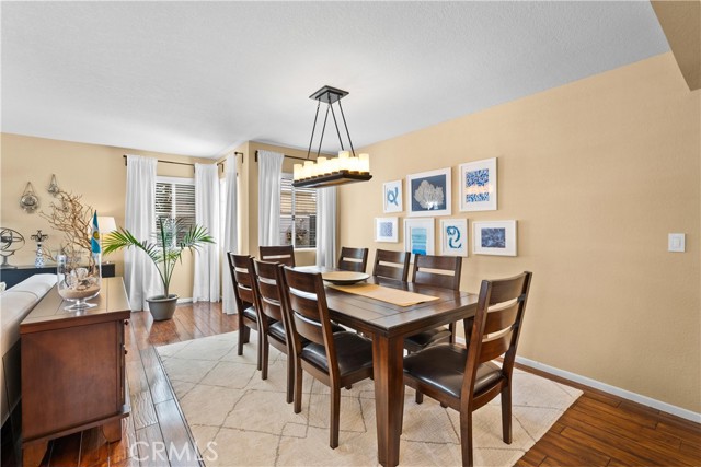 Dining Area with Custom light fixture