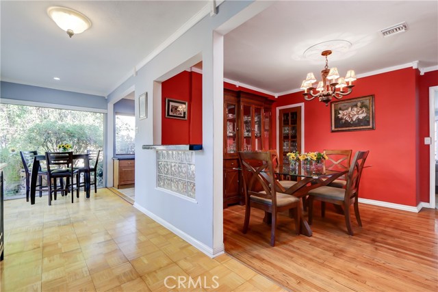 Serving bar at dining room entrance.