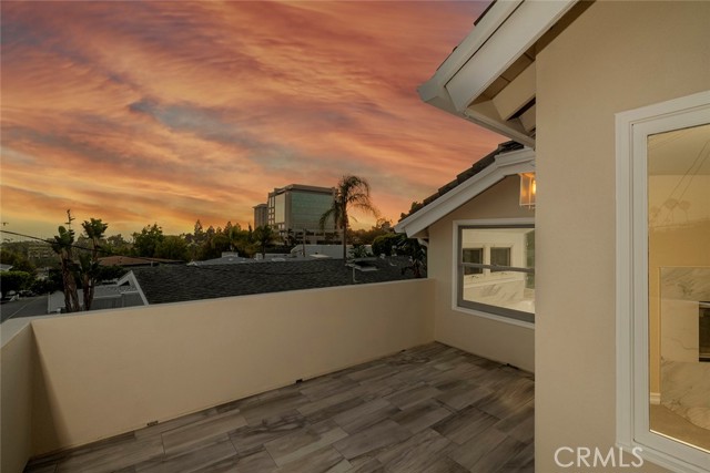Sunset looking towards Hoag Hospital, the Balboa Peninsula, and Catalina Island.