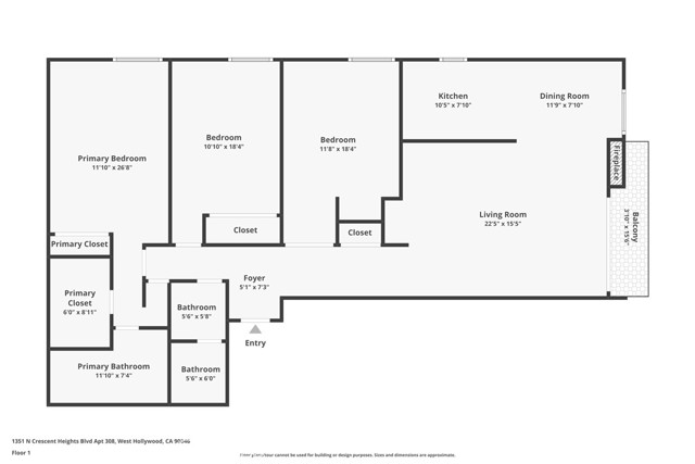 Detail Gallery Image 44 of 44 For 1351 N Crescent Heights Bld #308,  West Hollywood,  CA 90046 - 3 Beds | 2 Baths