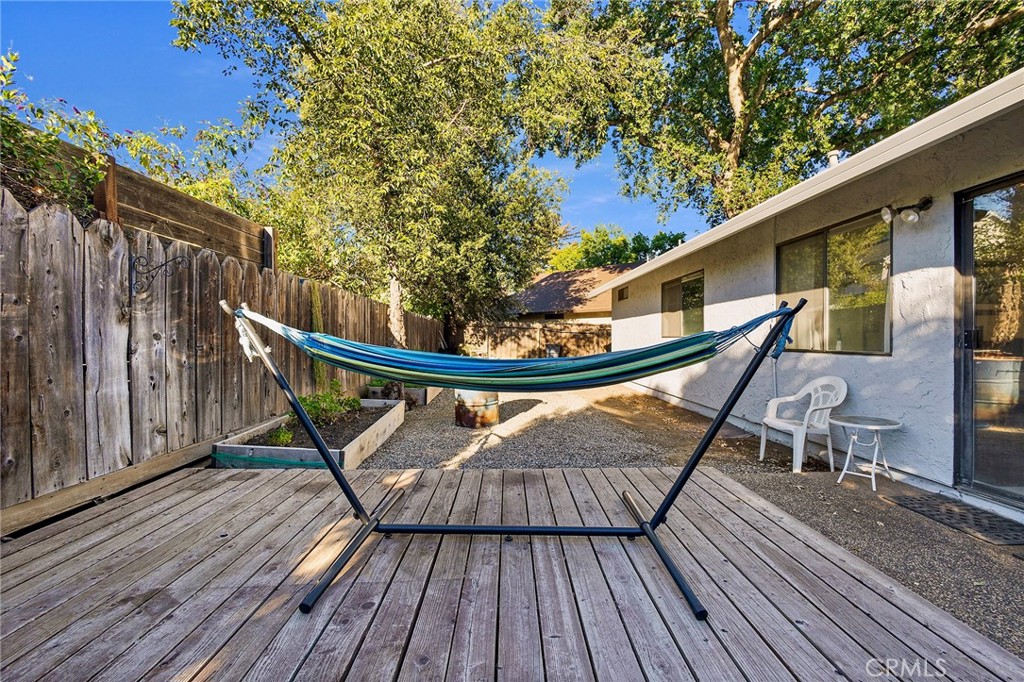Backyard with deck.