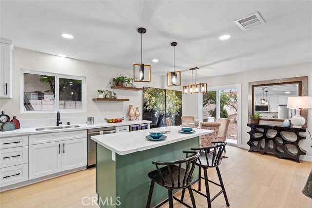 Kitchen and Dining area, with view into backyard