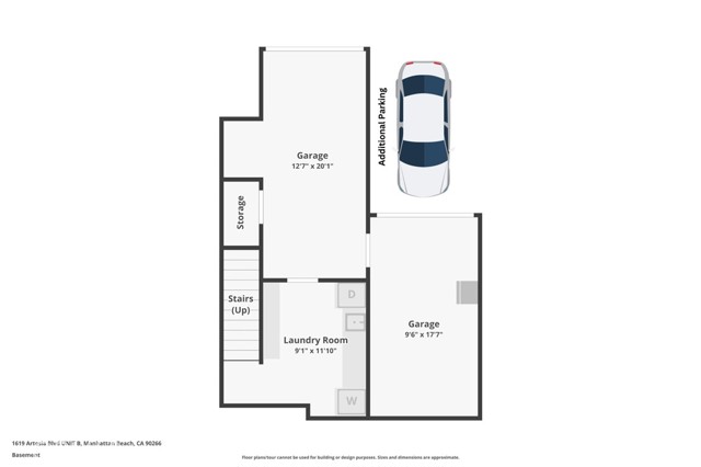 Basement level with Garage and Laundry room