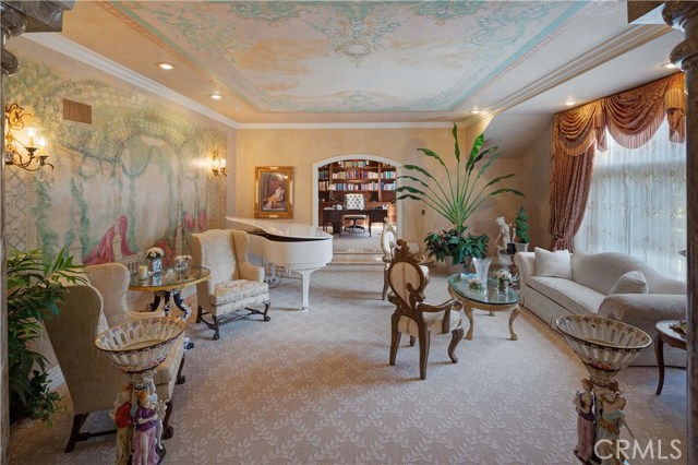 Formal Living Room With Hand-painted Walls