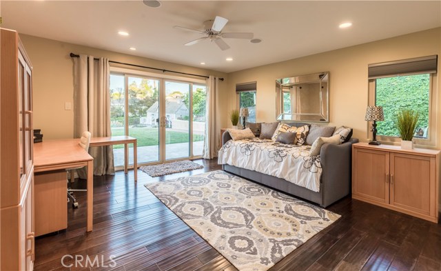 Lower level bedroom with walk-in closet.